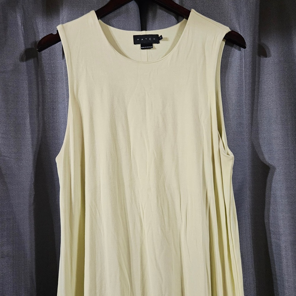 Hatch Maternity Sleeveless Maxi Dress Pale Yellow Jersey Knit Crew Neck Size 4